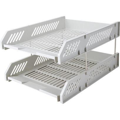 Лоток горизонтальный для бумаг Deli E9208 набор 2шт на металл.стерж серый