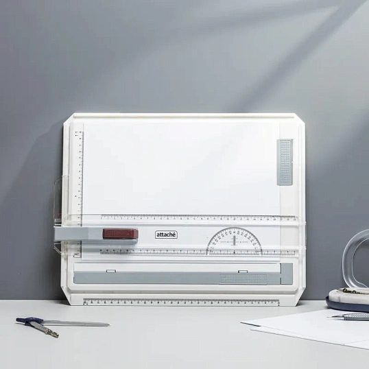 Доска чертежная Attache А4(368x290), с треугольником и линейками в наб
