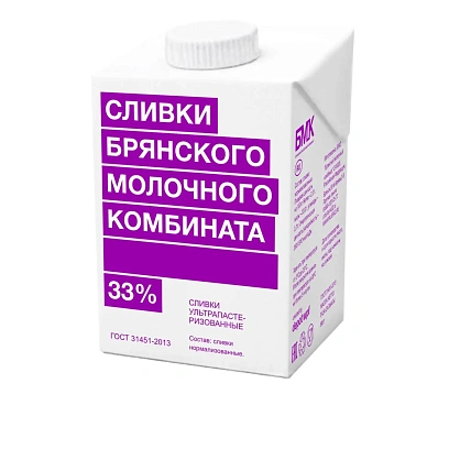 Сливки БМК ультрапастеризованные 33%, 0,5л