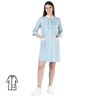Халат для горничных и уборщиц жен.У28 ХЛ голубой 60 (158-170)