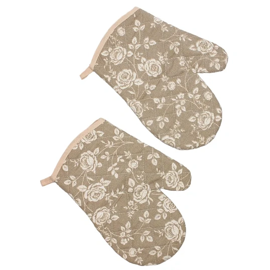 Набор кух. (рукавица стег.18х28см -2шт), рогожка, 160г/м2, Рандеву бежевый