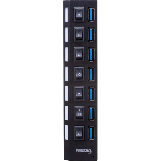 Разветвитель USB  HS006 выключатель/USB 3.0x7/черный