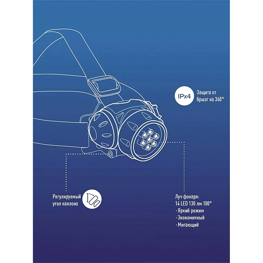 Фонарь налобный светодиодный КОСМОС H7LED, 7хLED 3хAAA (в комплекте)