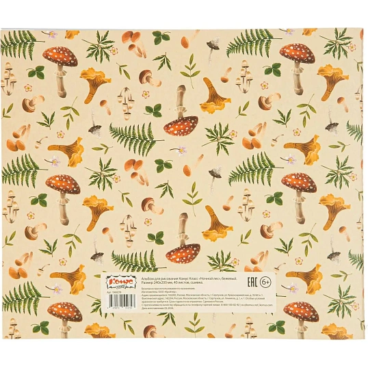 Альбом для рисован.КомусКласс Ночной лес 40л 200х240мм обл.карт мат.лам.беж