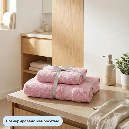 Набор полотенец махровых Luscan/бордюр 450г/м2, 50x90/70x140, розовый