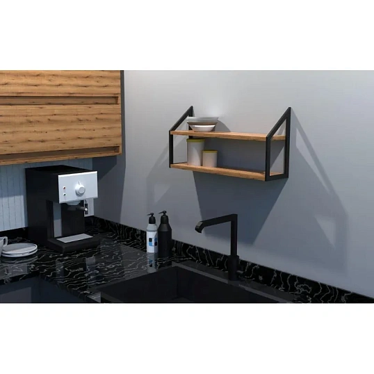 Полка TI_настен/настоль Комус Онега-8 150х600 мет чер/ЛДСП дуб вотан