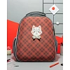 Ранец Комус Класс Basic Котик, клетка красный , 2 отд, эргоном спинка