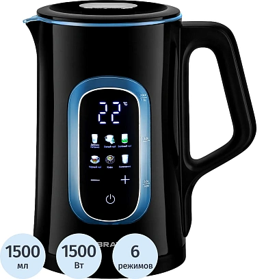 Чайник BRAYER 6101BR,Strix, электрический,1500Вт,1,5л,Cool Touch, cенсор