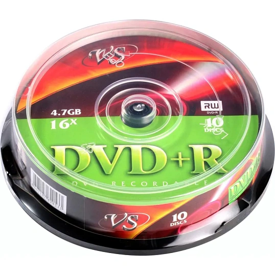 Носители информации DVD+R 4,7 GB 16x, VS, 10шт/уп
