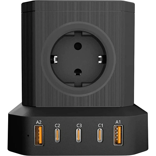 Сетевой фильтр AGNI 5р/2м, 2 USB +3 Type-C, чёрный(TP-VE5U5E-C-2m-black)