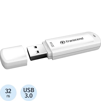 Флеш-память Transcend JetFlash 730, 32Gb, USB 3.1 G1, бел, TS32GJF730