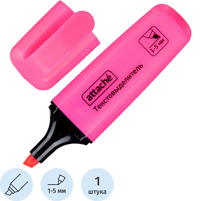 Маркер текстовыделитель Attache Palette 1-5мм розовый HL6010