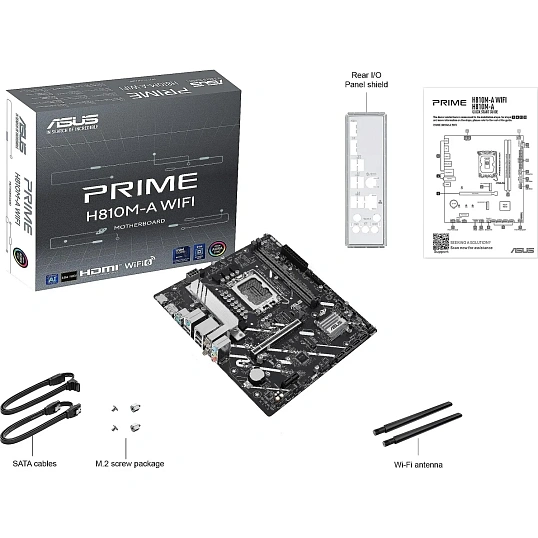 Материнская плата ASUS PRIME H810M-A WIFI, LGA1851, B810, 2xDDR5, mATX