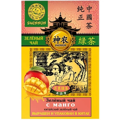 Чай Shennun зеленый с манго листовой, 100г В13034