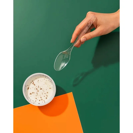 Ложка одноразовая столовая  180мм прозрачная, Комус, ПС, 50шт/уп