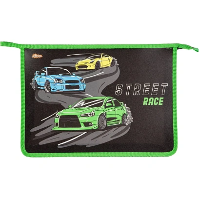 Папка для тетрадей Street race,А4,на молнии, пластик, ПТ-813