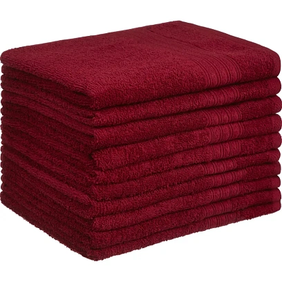 Набор полотенец махровых Luscan/бордюр 400г/м2, 50х90 бордо, 10шт/уп