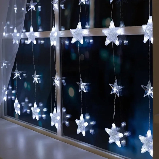Гирлянда светодиодная Бахр 2.4x0.9м Звездоч,IP20,186LED,бел,8реж 4356974