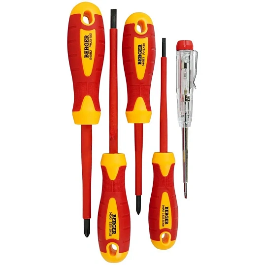 Набор отверток диэлектрических до 1000V 5 предметов BERGER BG1065