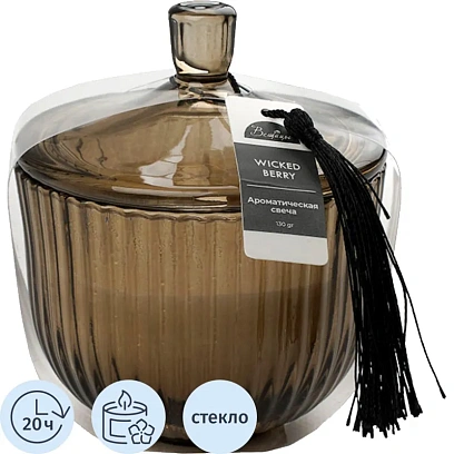 Свеча ароматическая WICKED BERRY в стекле, Д95 Ш95 В112, YJC-20
