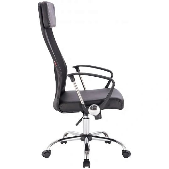 Кресло BN_Sp_EChair-589 TPU сетка/кожзам черный, хром