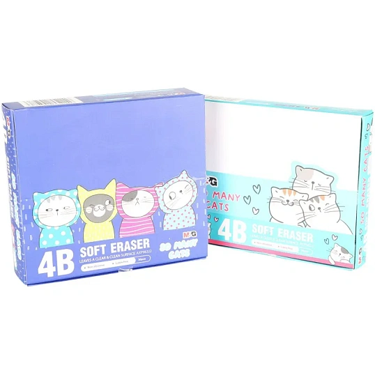 Ластик прямоугольный M&G So Many Cats, 52x23x12 мм, ПВХ, белый, уп ассорти