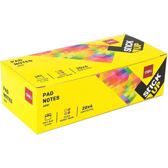 Стикеры с клеевым краем Deli 76х76 мм,20 листов,форма в асс-те      