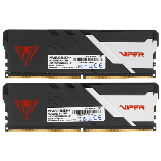 Модуль памяти Patriot Viper DDR5 DIMM 32GB(2x16Gb) 6800MHz (PVV532G680C34K)