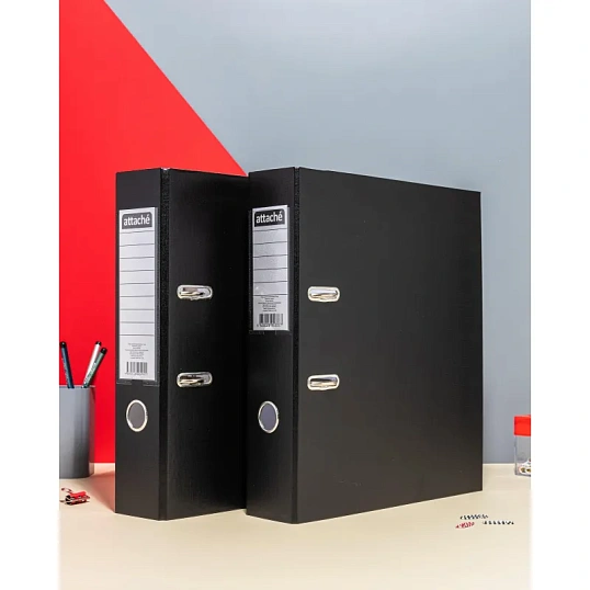 Папка-регистратор Attache Economy, 75мм,  черный, ПБП1, карм.кор