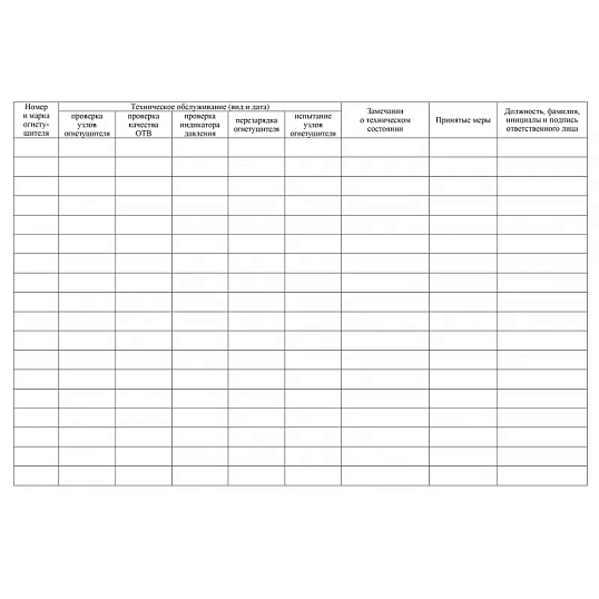 Журнал технического обслуживания огнетушителей КЖ 497