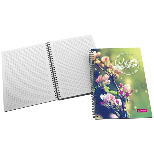Бизнес-тетрадь Spring А5,120л, клетка, Mariner на спирали, 0018