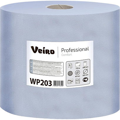 Бумага протирочная Veiro 2сл.500лx6рул/уп, съем.втул,синий WP203
