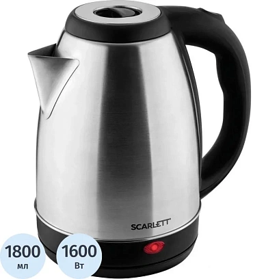 Чайник электрический SCARLETT SC-EK21S51, сталь, 1500Вт, 1.8л