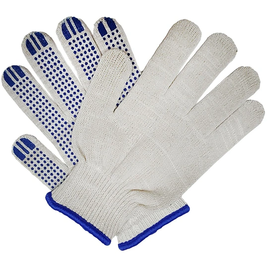 Перчатки защитные трикотажные ПВХ Точка 6 нитей 62г 10 кл руч овер 10пар/уп