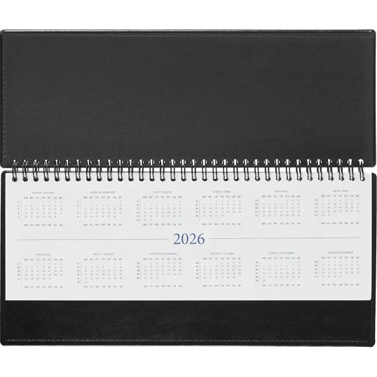 Планинг датированный 2026, черн, 303х150 мм, 120стр, Agenda