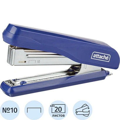 Степлер Attache PSBL1020 (№10) до 20 лист., пластик/металл, синий