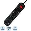Сетевой фильтр PROGIX SF4PB7 4р/7м черный, 3х0,75мм, 10А/2000Вт