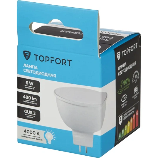 Лампа светодиодная Topfort GU5.3 12V 6W 4000K