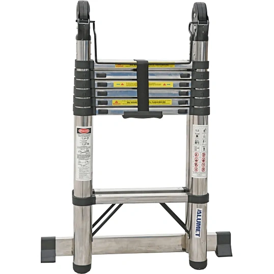 Лестница STD 2.2 стальная телескопическая двухстор (7+7 ступ), ALUMET