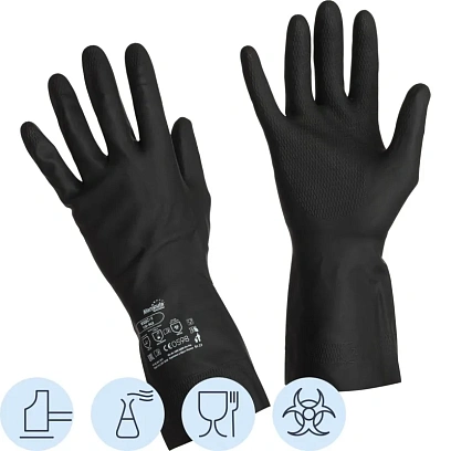 Перчатки латекс черный Manipula КЩС-1 (L-U-03/CG-942) р.7,ПС