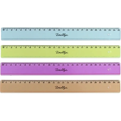 Линейка пластиковая 25 см., ассорти, Л25ЦПУ