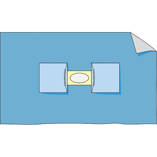 Простыня стерил. 1200х700 пл.42 с овал.отв. №2 для офталь голубая  Гекса