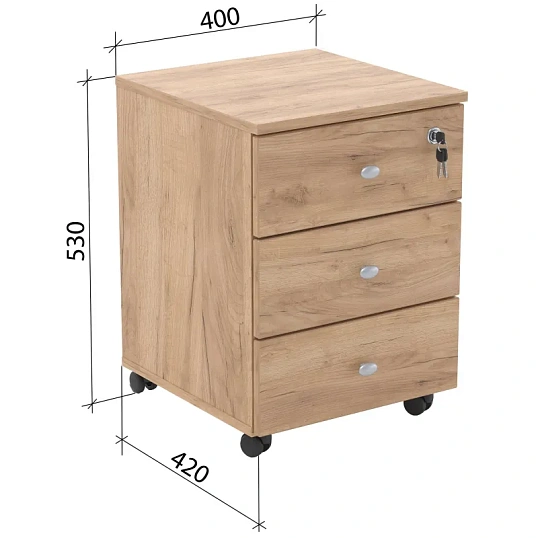 Тумба выкатная Easy LT Оптима 400x420x530 3 ящ. Дуб крафт золотой
