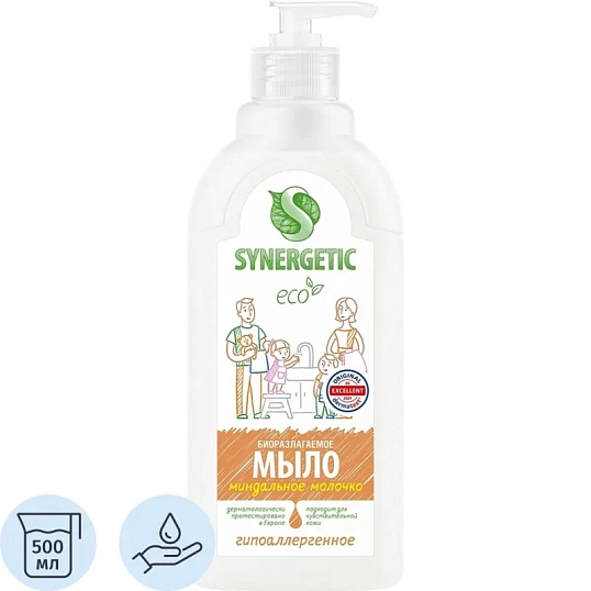 Мыло жидкое Synergetic Миндальное молочко 500мл с дозатором