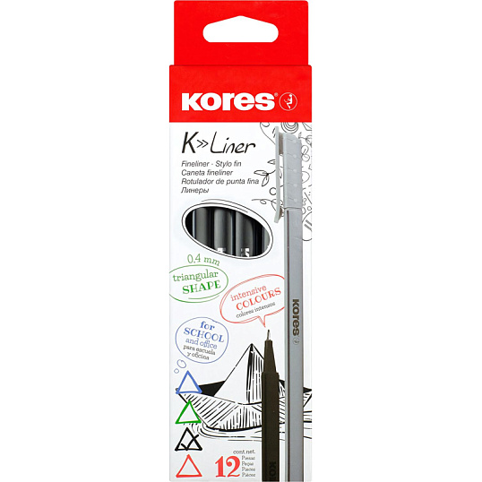Линер Kores 0,4мм черный 28102