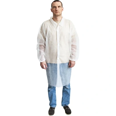 Халат н/с процед, рук.рез, на липуч, XXL, пл 25, белый, 10 шт/уп