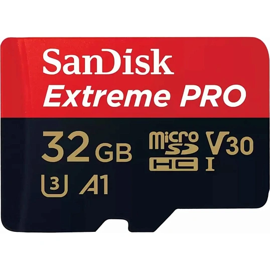 Карта памяти SanDisk Extr.PRO 32GBmicroSDHC+SDад.чер-красSDSQXCG-032G-GN6MA