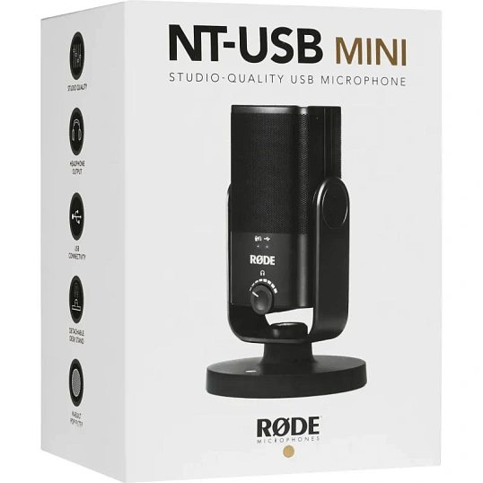 Микрофон Rode NT-USB Mini, конденс, кардиоид, USB. совм MacOS 10.12/Win10
