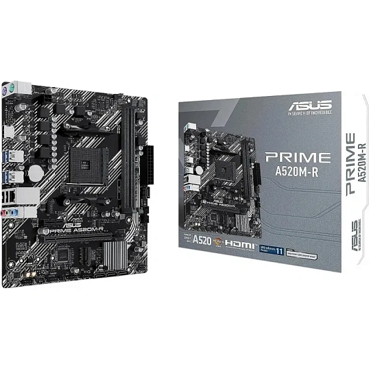 Материнская плата ASUS PRIME A520M-R, AM4, A520, 2xDDR4, mATX