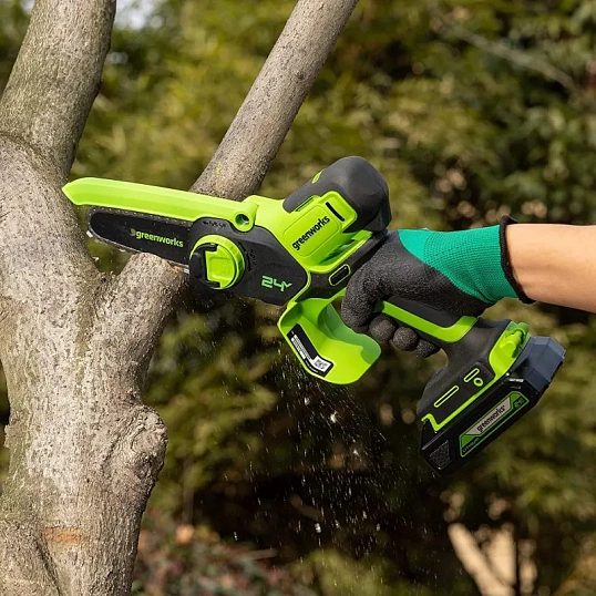 Пила цепная аккумуляторная мини Greenworks, 24V без АКБ и ЗУ (2008207)